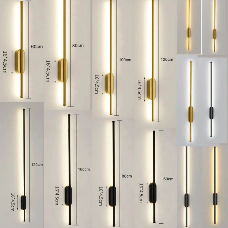 LED Linear Wall Light Sleek & Minimalist black and golde size