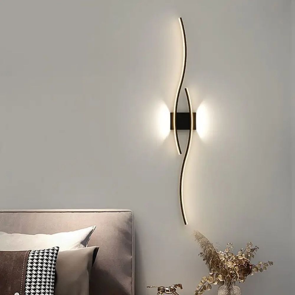 Black Gold Indoor LED Strip Hyperbolic Wall Lamp