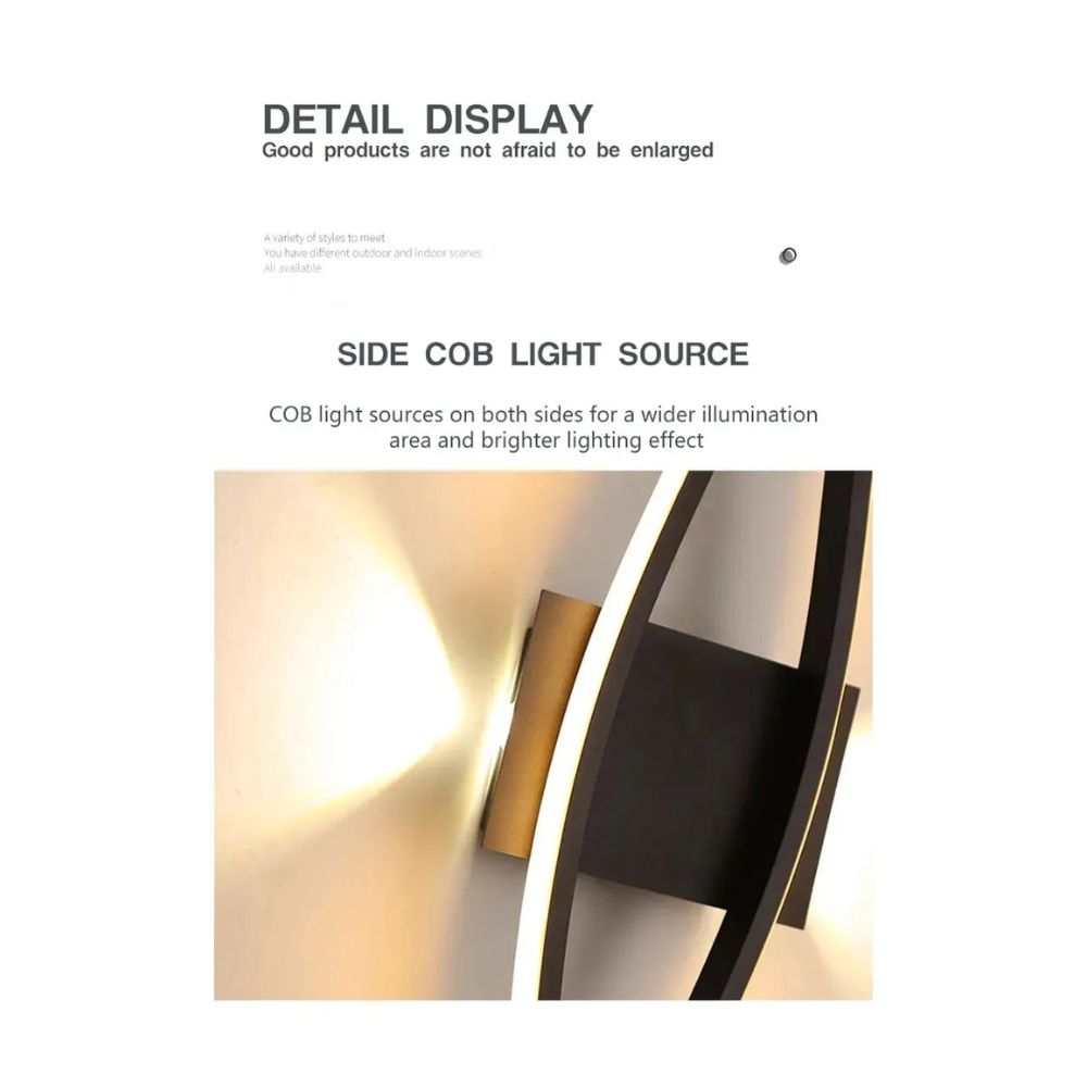 Black Gold Indoor LED Strip Hyperbolic Wall Lamp