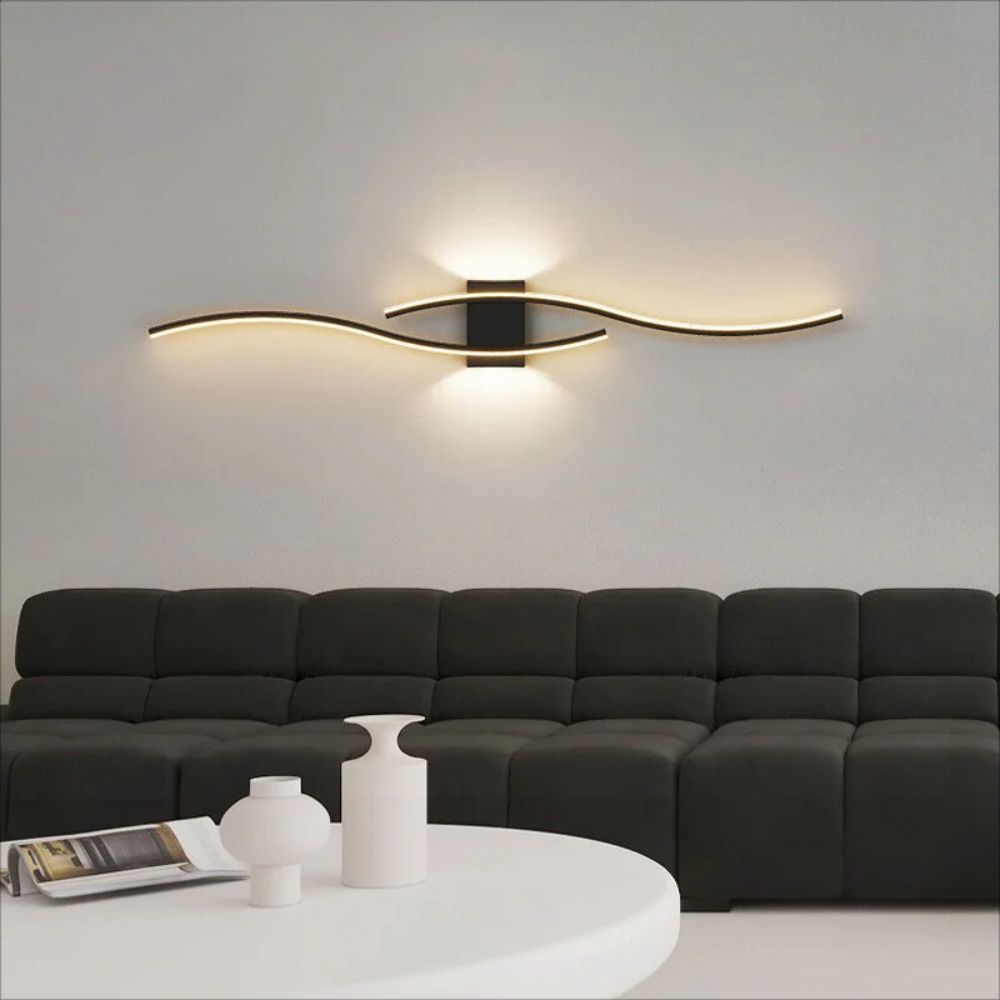 Black Gold Indoor LED Strip Hyperbolic Wall Lamp
