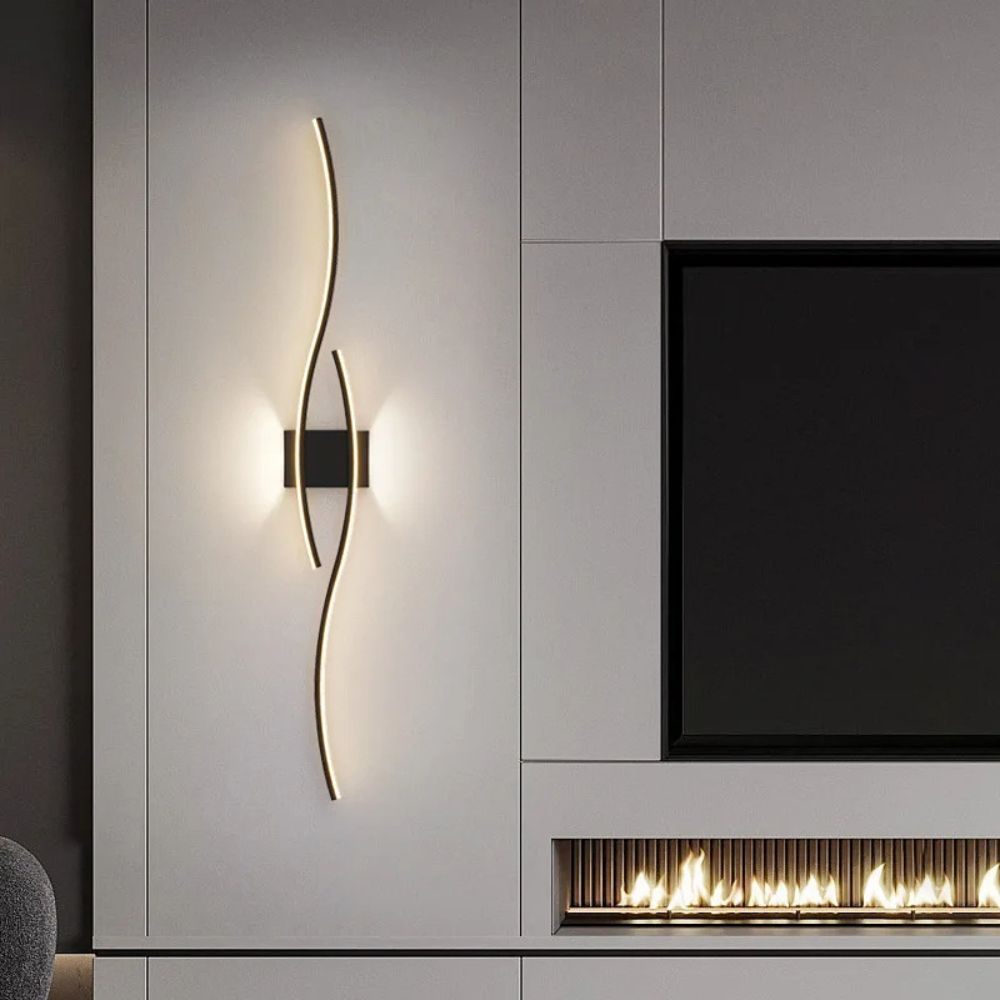 Black Gold Indoor LED Strip Hyperbolic Wall Lamp