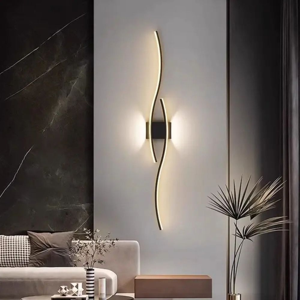 Black Gold Indoor LED Strip Hyperbolic Wall Lamp