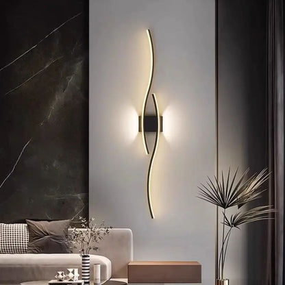 Black Gold Indoor LED Strip Hyperbolic Wall Lamp