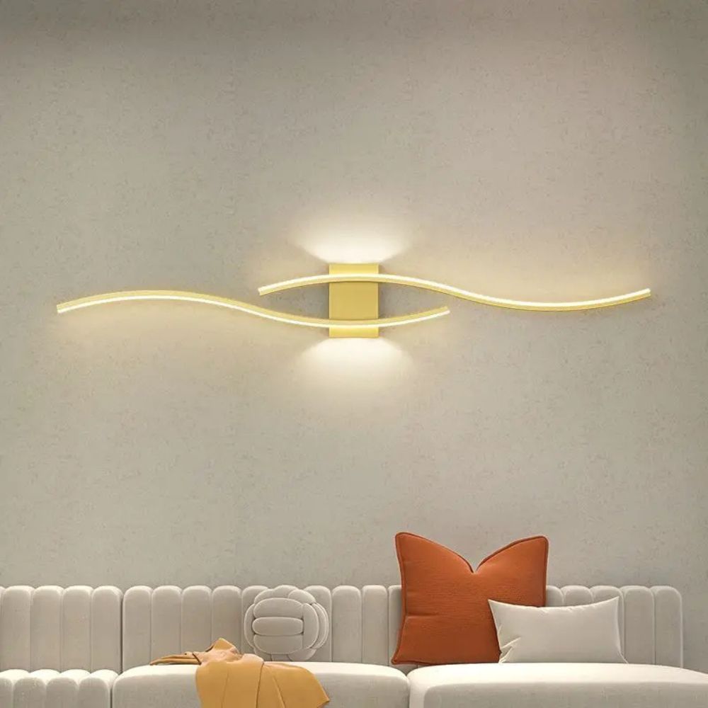Black Gold Indoor LED Strip Hyperbolic Wall Lamp