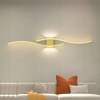 Black Gold Indoor LED Strip Hyperbolic Wall Lamp