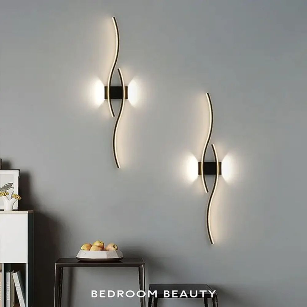 Black Gold Indoor LED Strip Hyperbolic Wall Lamp