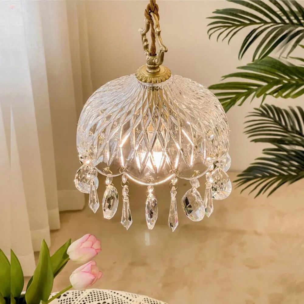 French Vintage Brass Glass Chandelier Indoor LED Luxury Art Chandelier