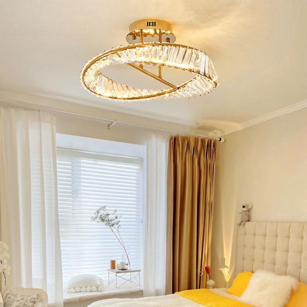 Luxury K9 Crystal Ceiling Lamps Stainless Steel LED