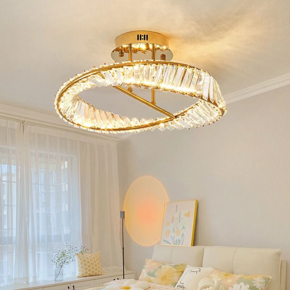 Luxury K9 Crystal Ceiling Lamps Stainless Steel LED