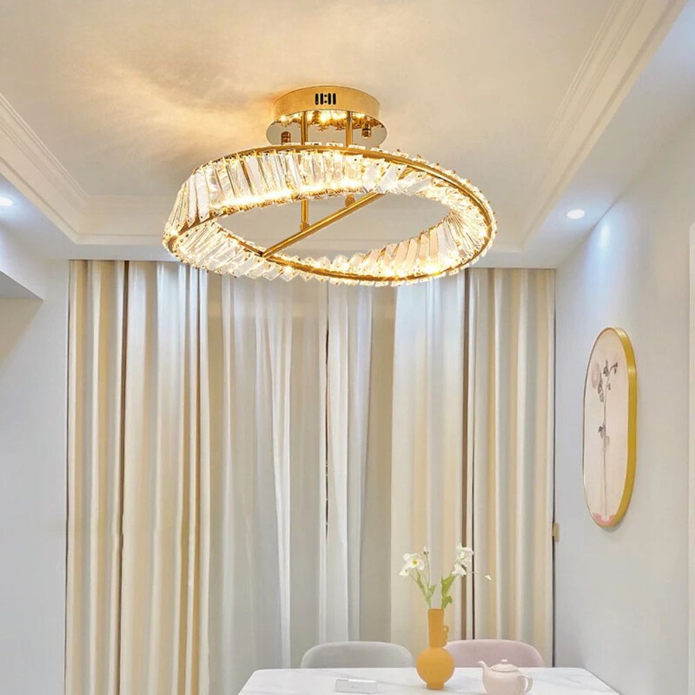 Luxury K9 Crystal Ceiling Lamps Stainless Steel LED