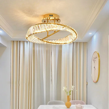 Luxury K9 Crystal Ceiling Lamps Stainless Steel LED