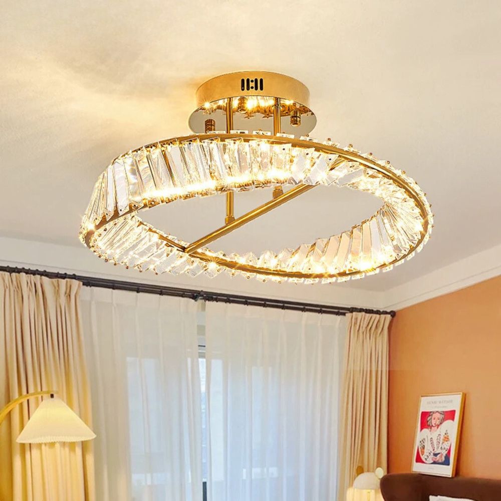 Luxury K9 Crystal Ceiling Lamps Stainless Steel LED