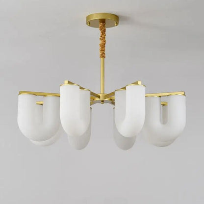 Modern Nordic Home Decoration LED Simple U-shaped Milky White Chandelier
