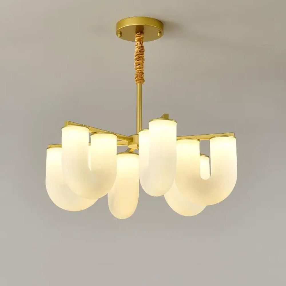 Modern Nordic Home Decoration LED Simple U-shaped Milky White Chandelier