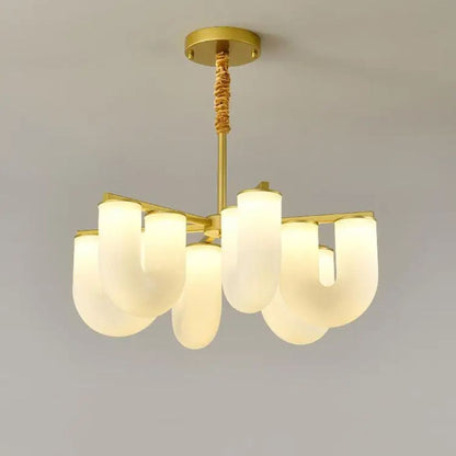 Modern Nordic Home Decoration LED Simple U-shaped Milky White Chandelier