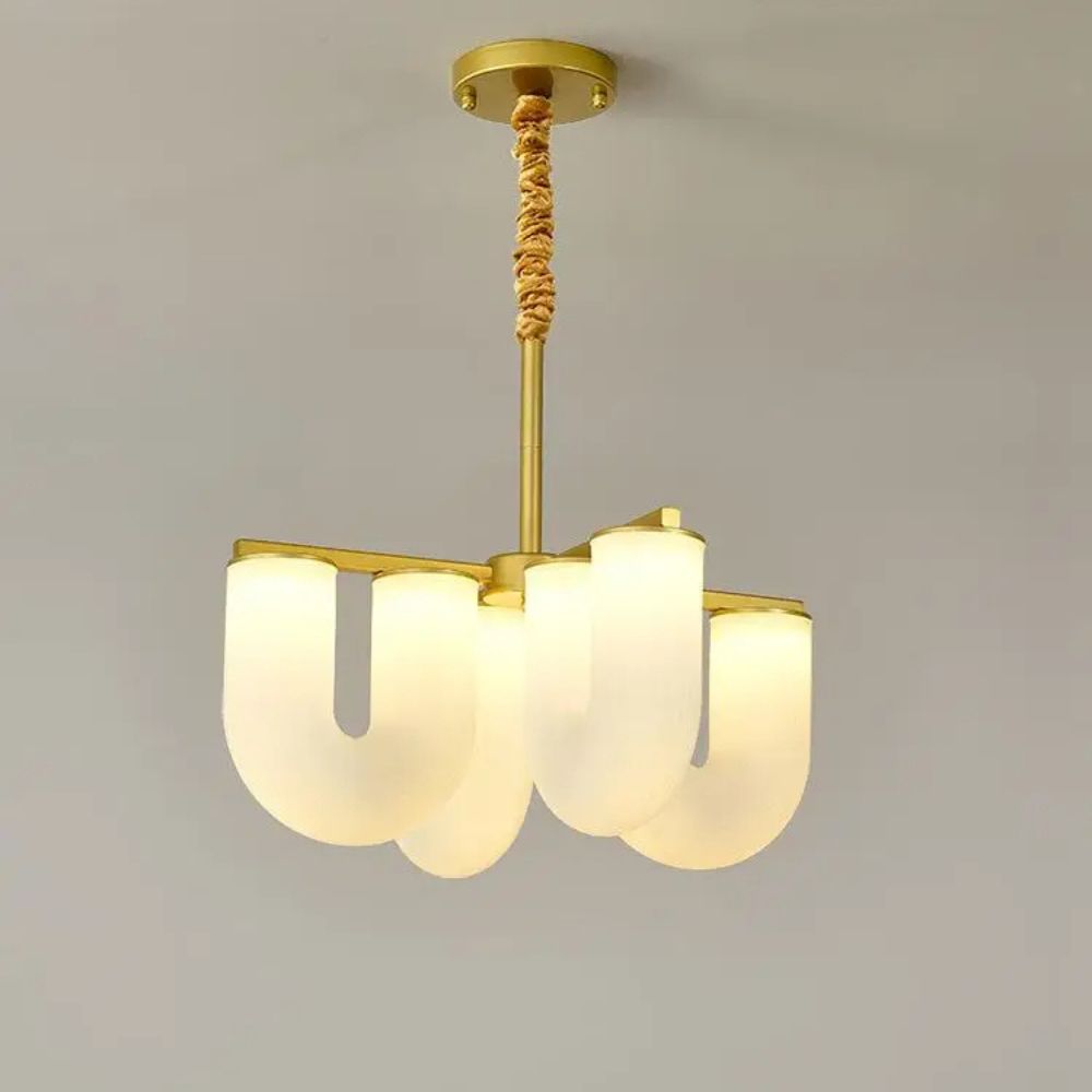 Modern Nordic Home Decoration LED Simple U-shaped Milky White Chandelier
