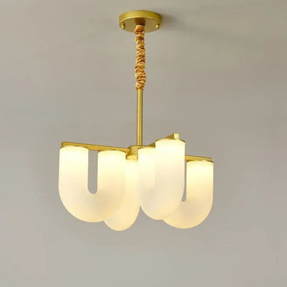 Modern Nordic Home Decoration LED Simple U-shaped Milky White Chandelier