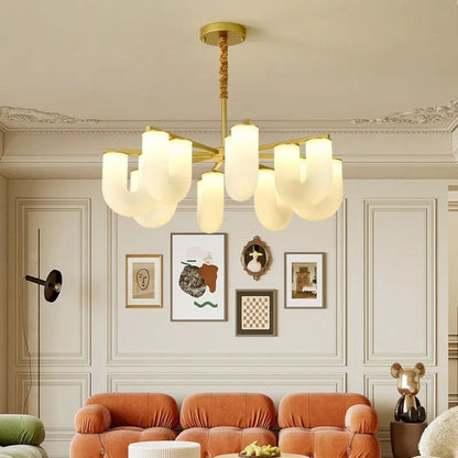 Modern Nordic Home Decoration LED Simple U-shaped Milky White Chandelier