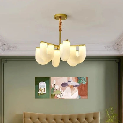 Modern Nordic Home Decoration LED Simple U-shaped Milky White Chandelier