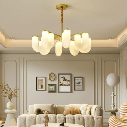 Modern Nordic Home Decoration LED Simple U-shaped Milky White Chandelier