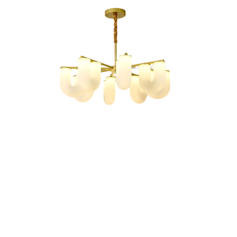 Modern Nordic Home Decoration LED Simple U-shaped Milky White Chandelier