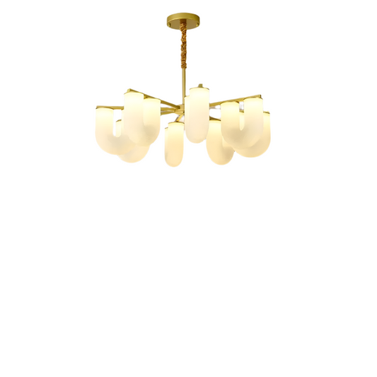 Modern Nordic Home Decoration LED Simple U-shaped Milky White Chandelier