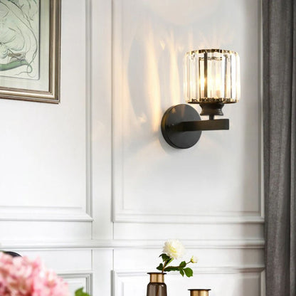 Modern Gold Wall Sconce with Crystal Glass Lampshade