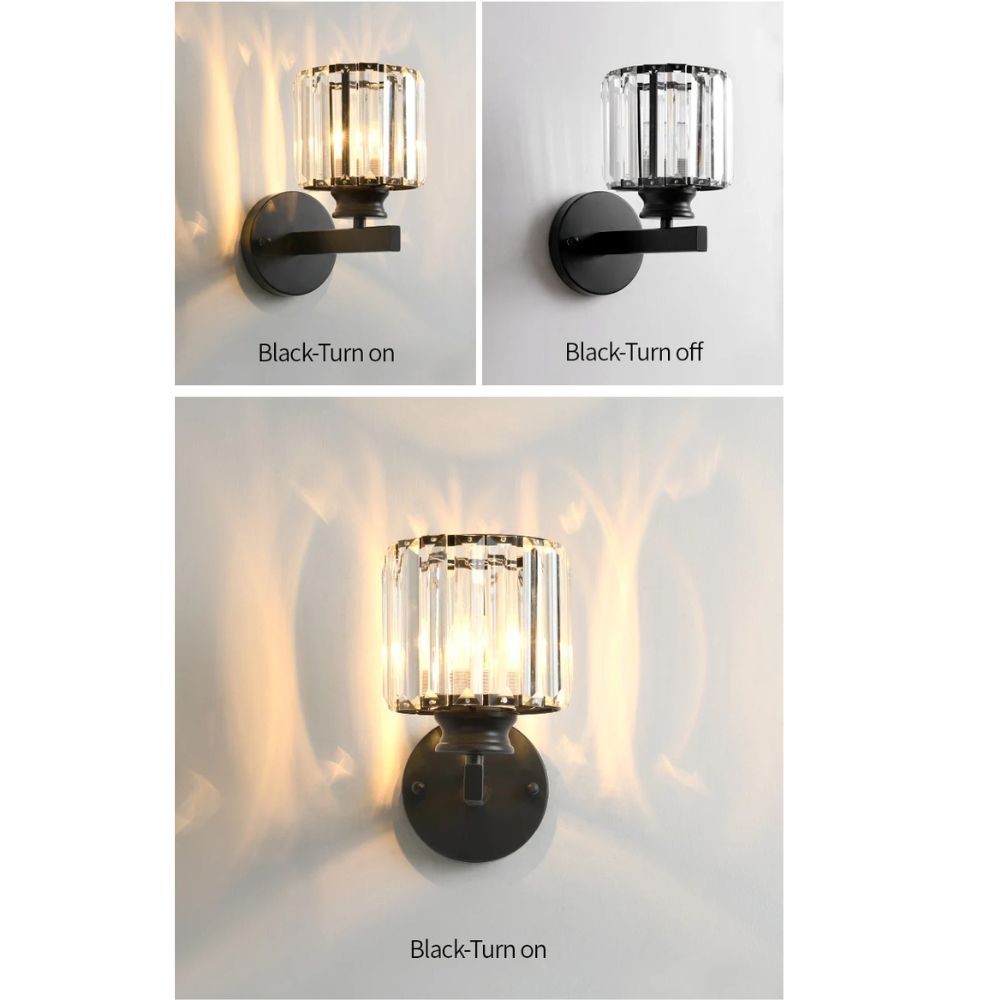 Modern Gold Wall Sconce with Crystal Glass Lampshade