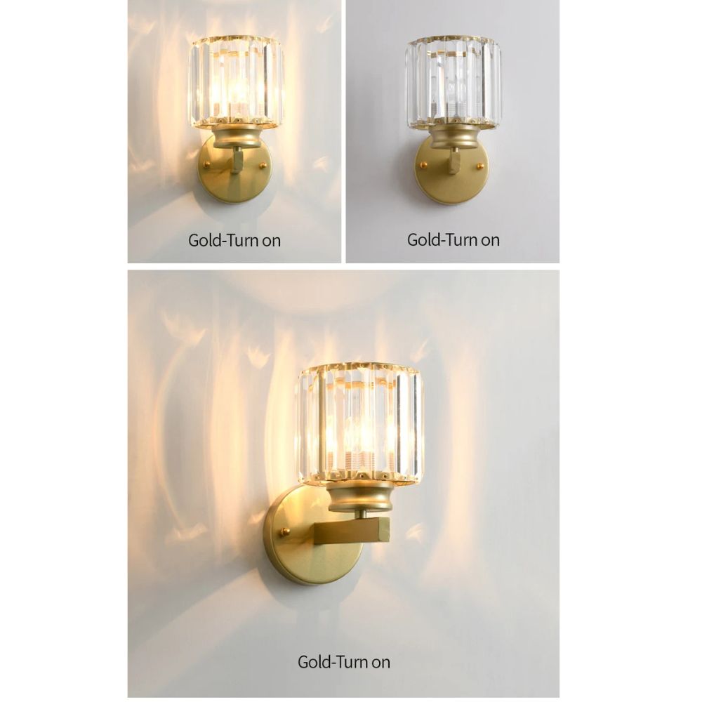 Modern Gold Wall Sconce with Crystal Glass Lampshade