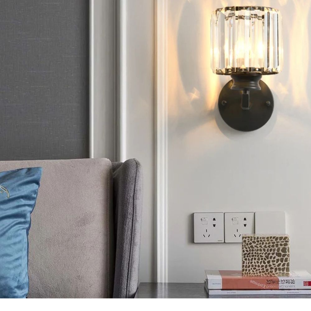 Modern Gold Wall Sconce with Crystal Glass Lampshade
