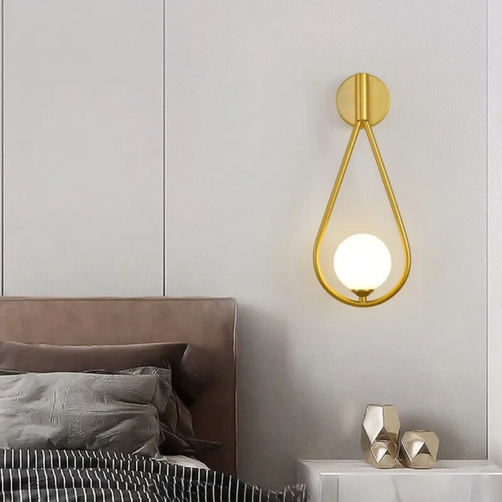 Modern Gold Wall Sconce with Frosted Glass Globe