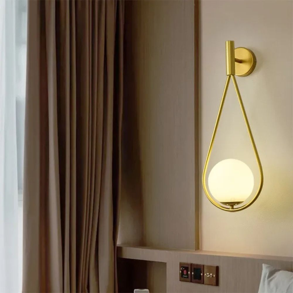 Modern Gold Wall Sconce with Frosted Glass Globe