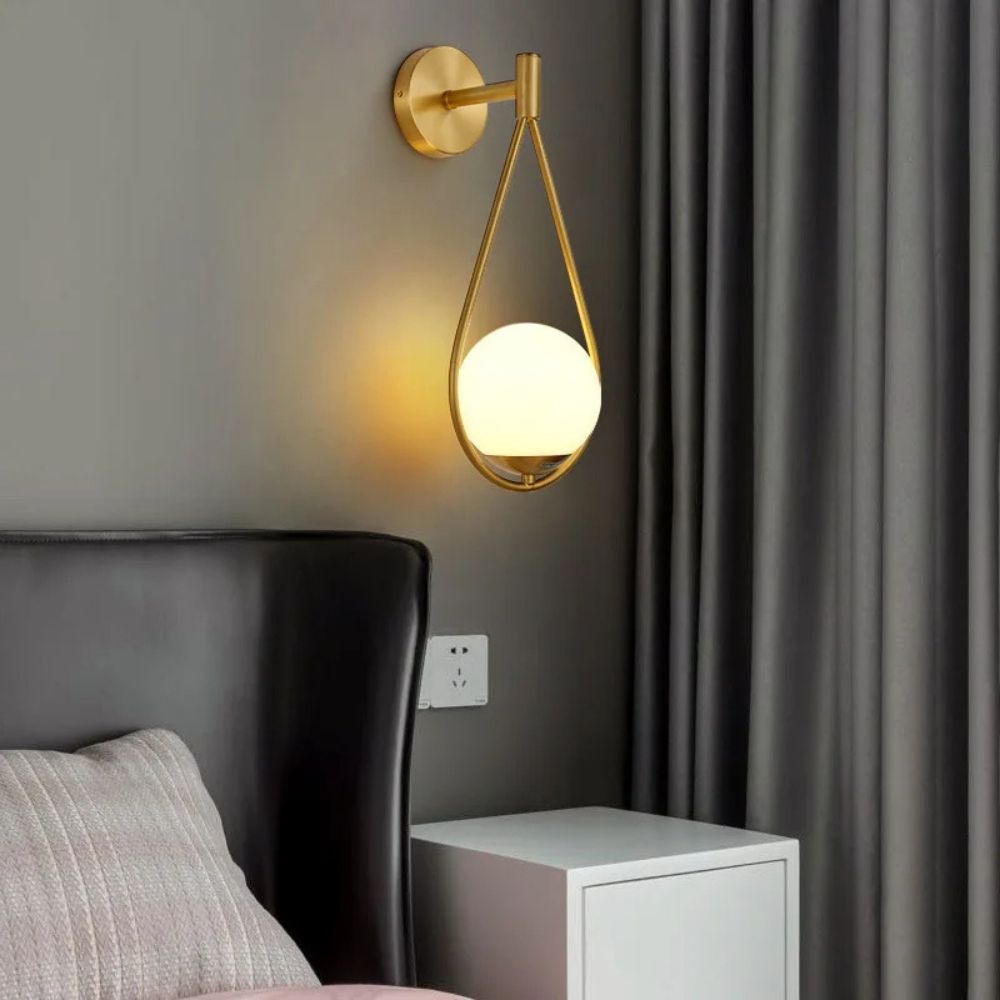 Modern Gold Wall Sconce with Frosted Glass Globe