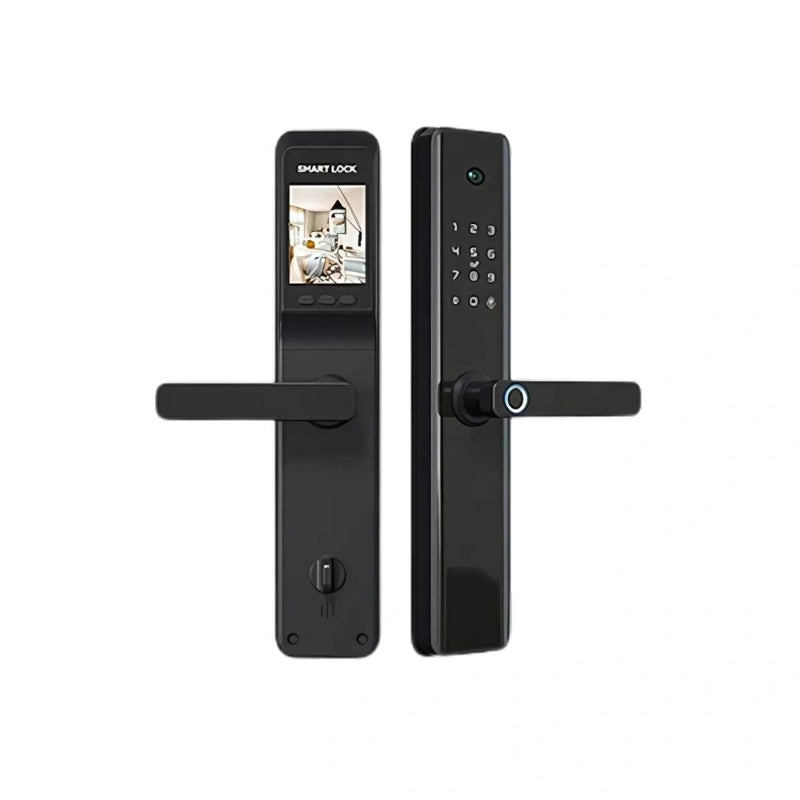 Smart Door Lock – Fingerprint, Camera, Wi-Fi & App Control black