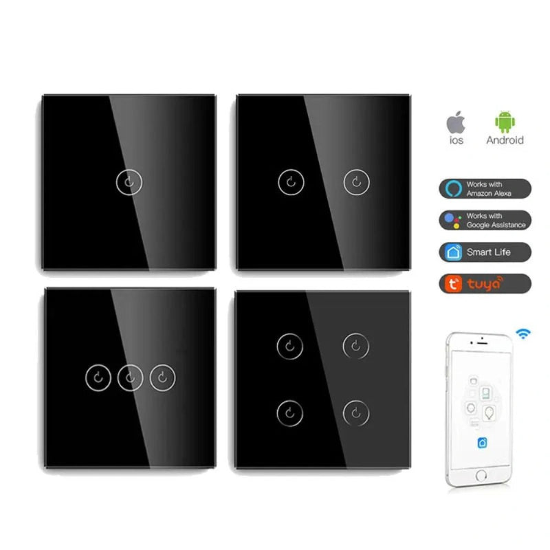 Smart Wi-Fi Touch Light Switch – Seamless Voice and App Control black