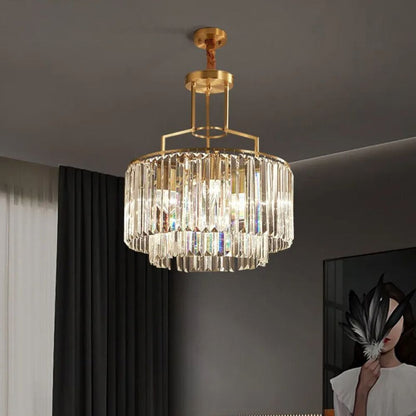 Post-modern Nordic Simple Copper Crystal Chandelier