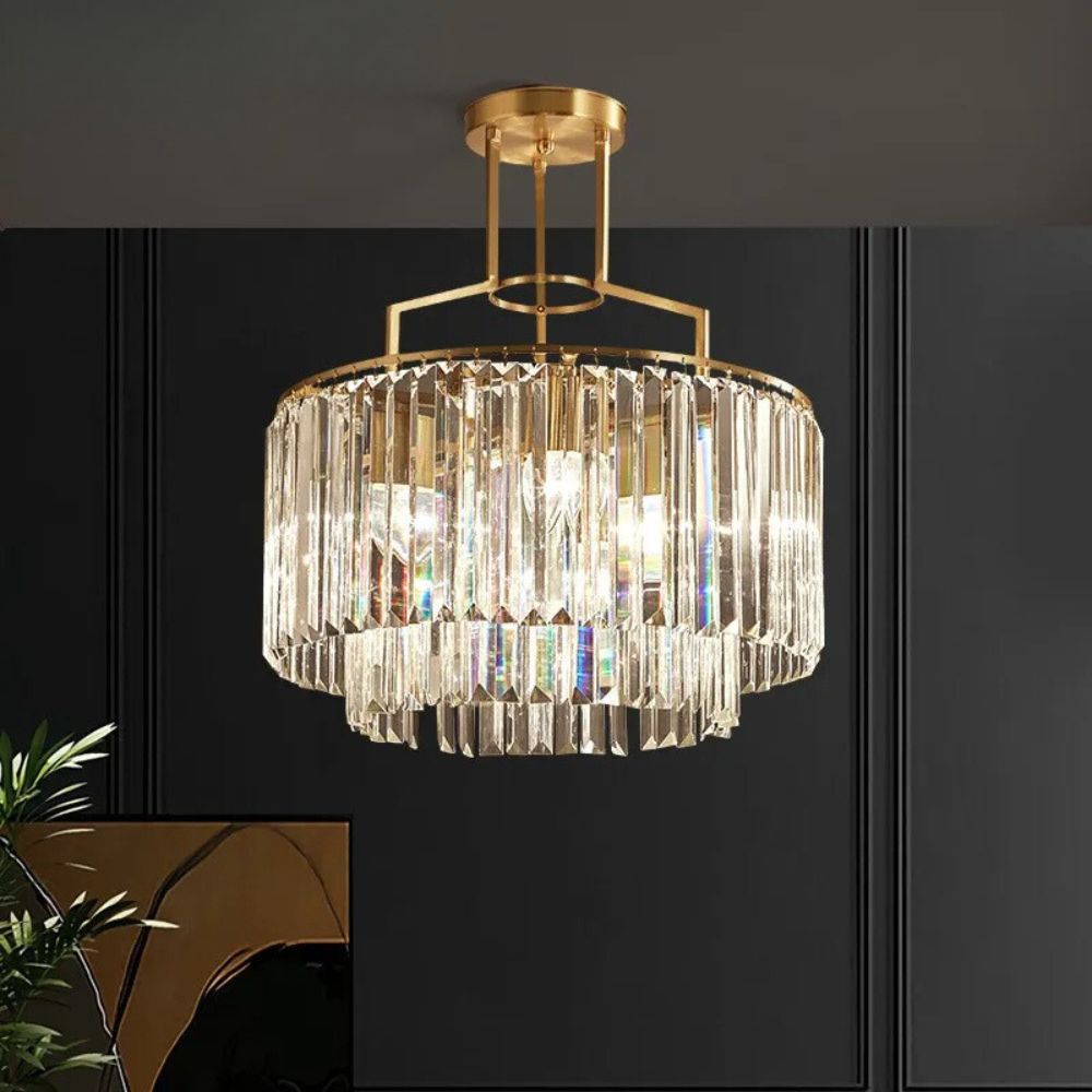 Post-modern Nordic Simple Copper Crystal Chandelier